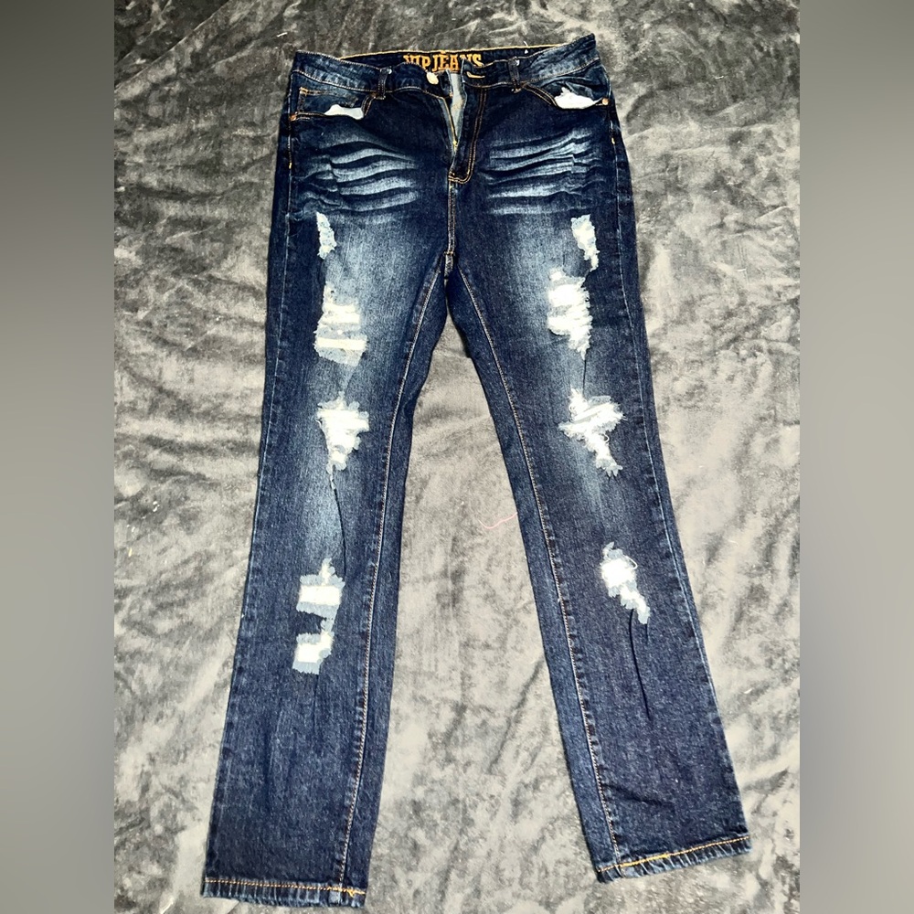 Distressed Dark Denim Pants Size 15
